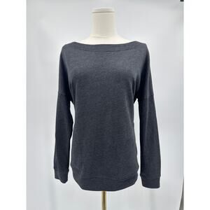 PrAna Charcoal Wide Scoop Neck Organic Cotton Sweatshirt With Pockets S